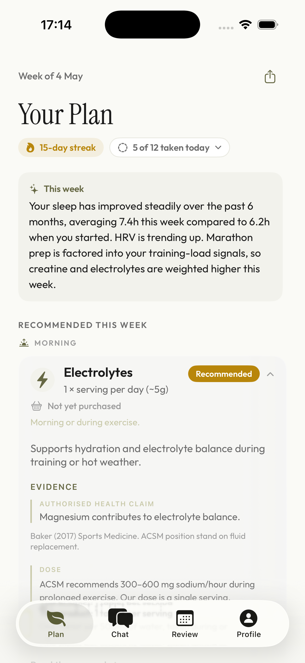 VitSync Plan tab